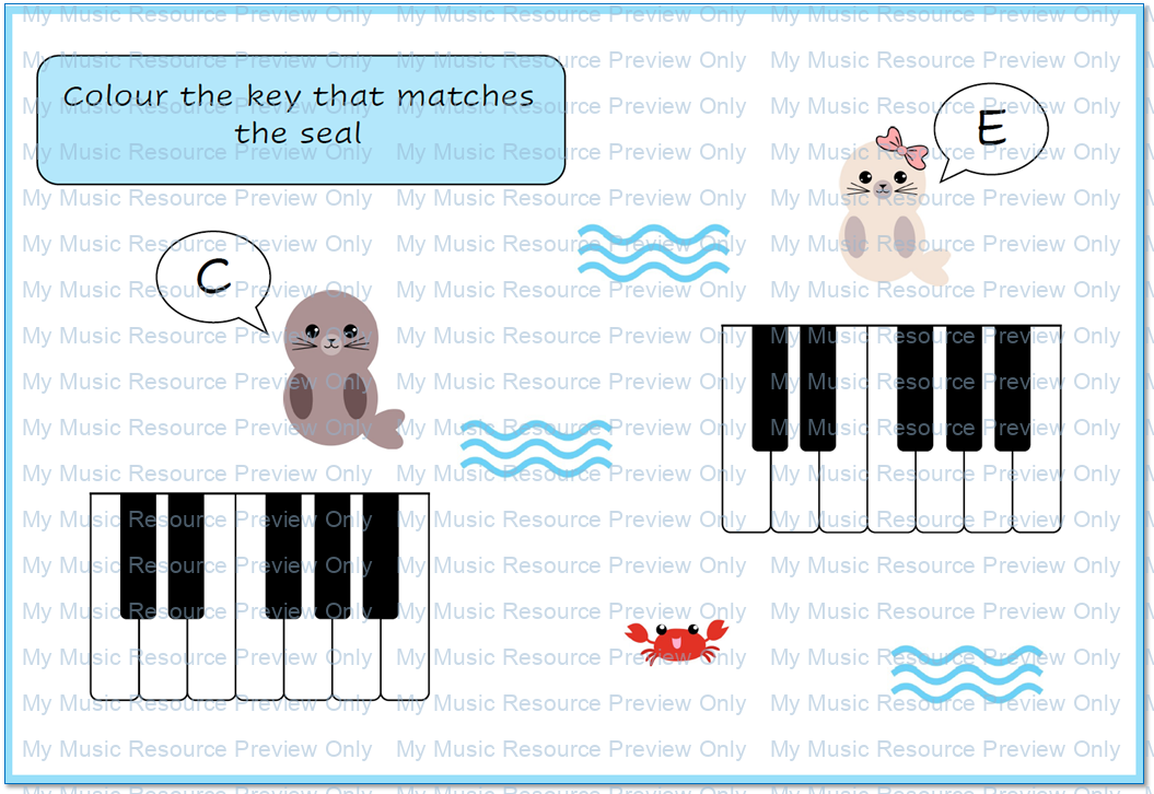 Piano keyboard geography game seals board 13