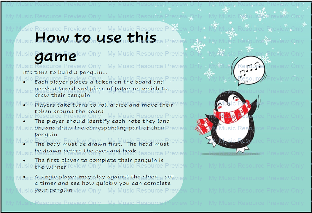 Penguin Note Recognition Game Instructions page