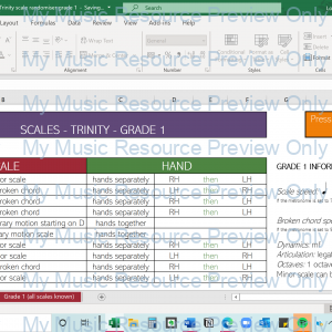 Scale Randomiser and Progress Tracker Grade 1 Trinity