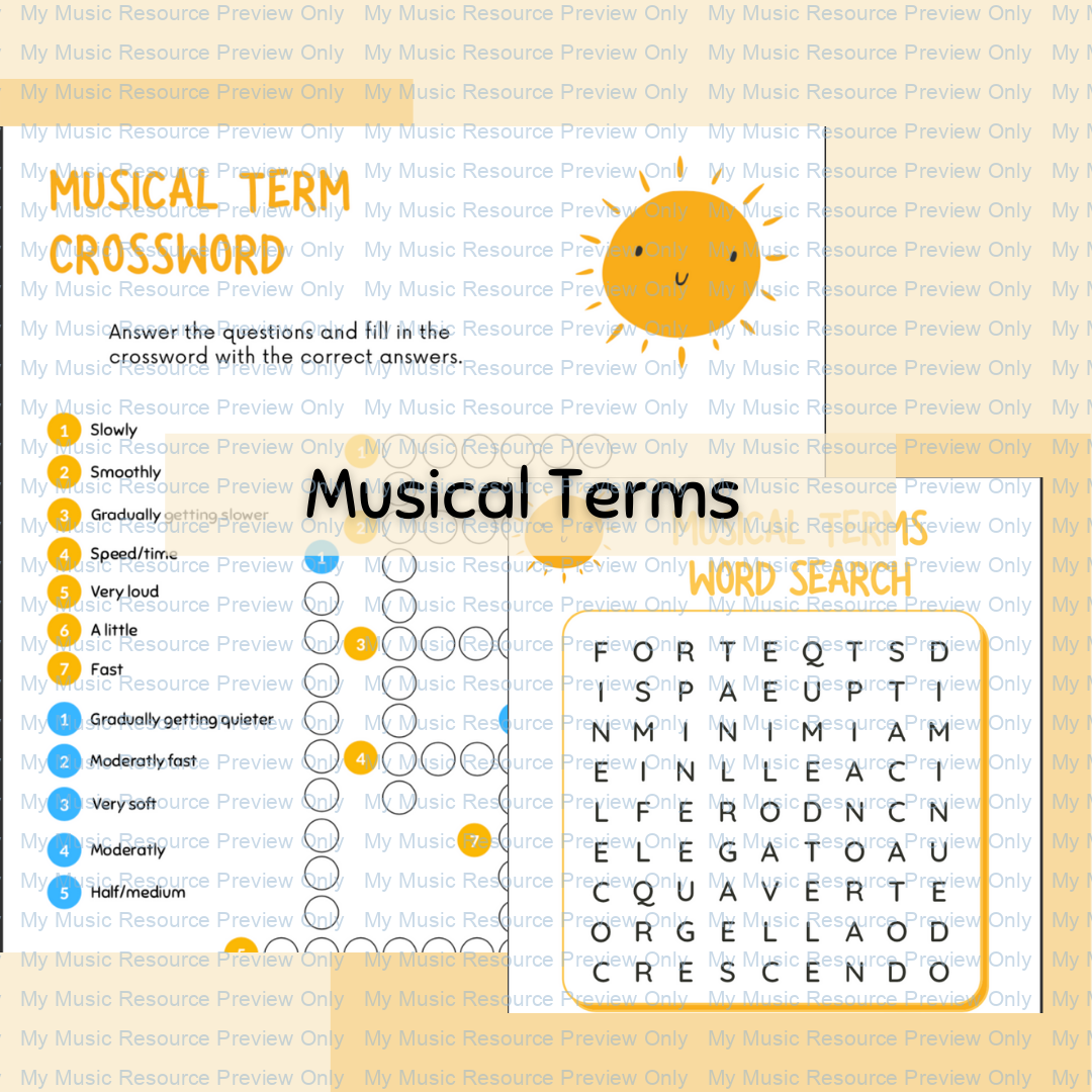 Musical terms word search cover