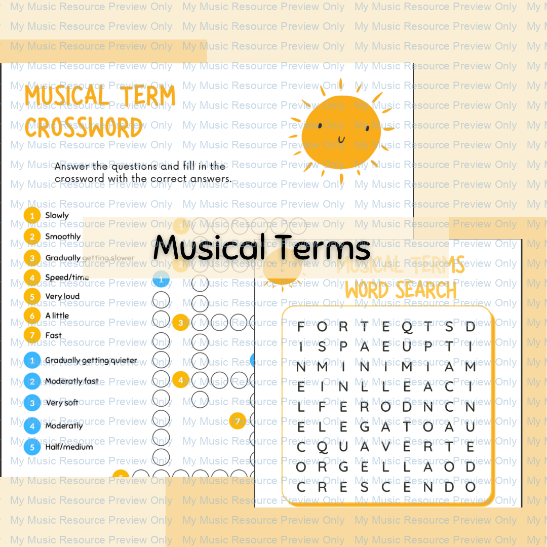 Musical Terms Word search and Crossword