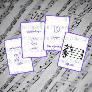 Key Signatures double-sided flashcards – PURPLE (part of the rainbow set)