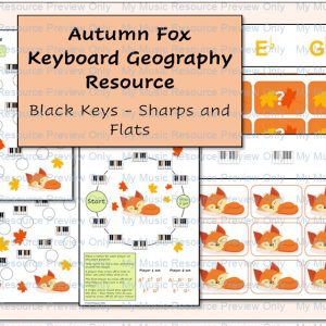 Autumn Fox Keyboard Geography Resource Pack – Black Notes (Sharps and Flats)