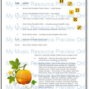 Autumn Pumpkin Note and Rest Values Activities