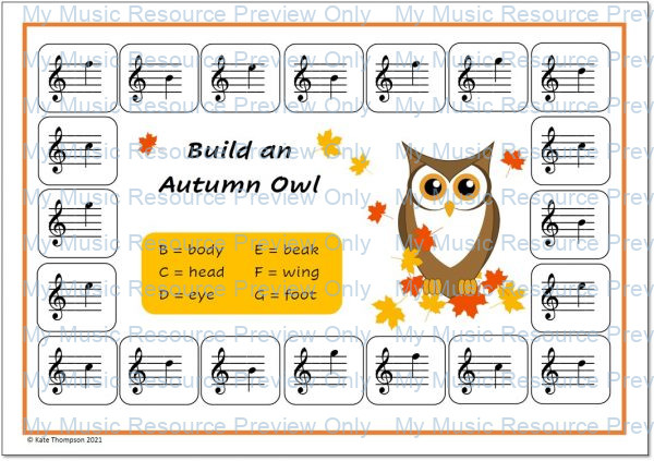 Autumn owl note reading game board 2
