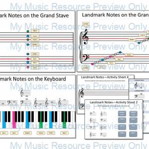 Landmark notes crib sheets, activities and cards