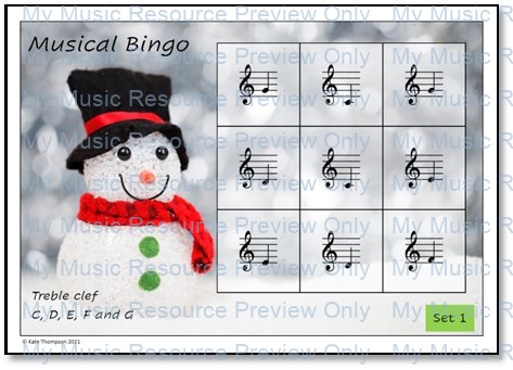 Christmas note reading bingo game image 2