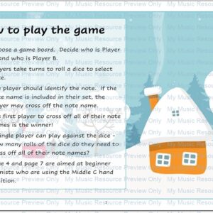 Christmas Cottage Note Reading Game – Bass and Treble Clef