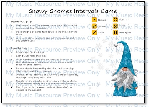 Snowy gnomes intervals game instructions