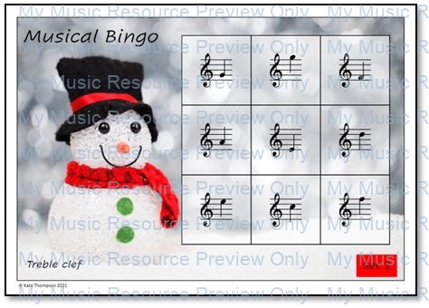 Christmas note reading bingo game image 9
