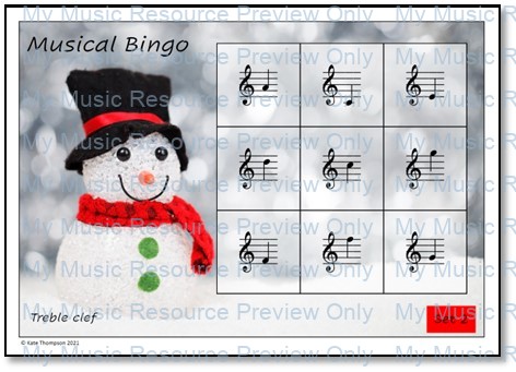 Christmas note reading bingo game image 8