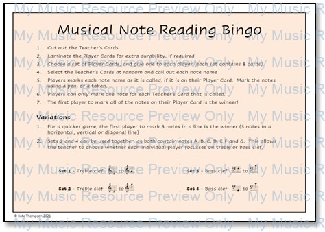Christmas note reading bingo game image 3