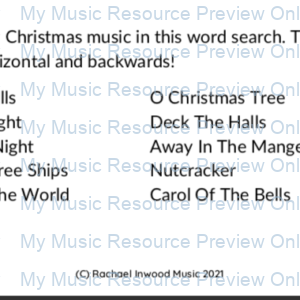 Christmas Music Word Search