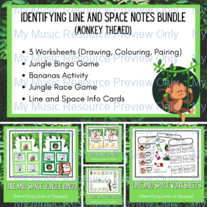 Line and Space Identification Bundle (No Note Names) | Monkey themed