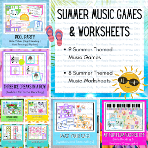 Summer Music Games and Worksheets Bundle