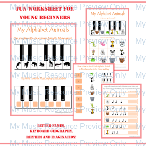 My Alphabet Animals – Fun Worksheets for Young Piano Beginners