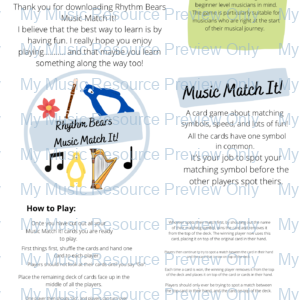 Rhythm Bears Beginner Level Music Card Games