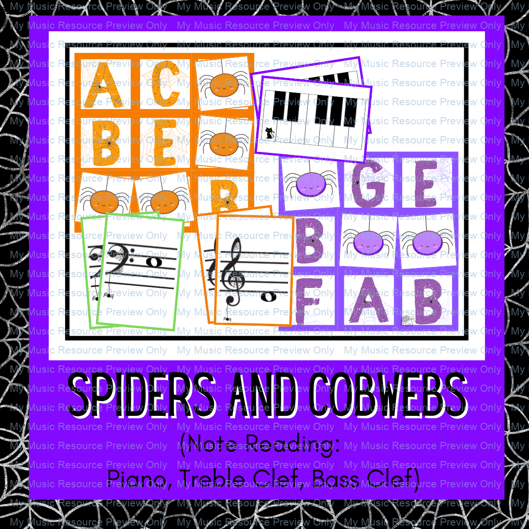 Spiders and cobwebs note reading game