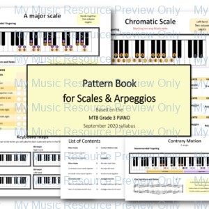 Pattern book for Grade 3 Scales and Arpeggios (MTB Piano 2020 syllabus)