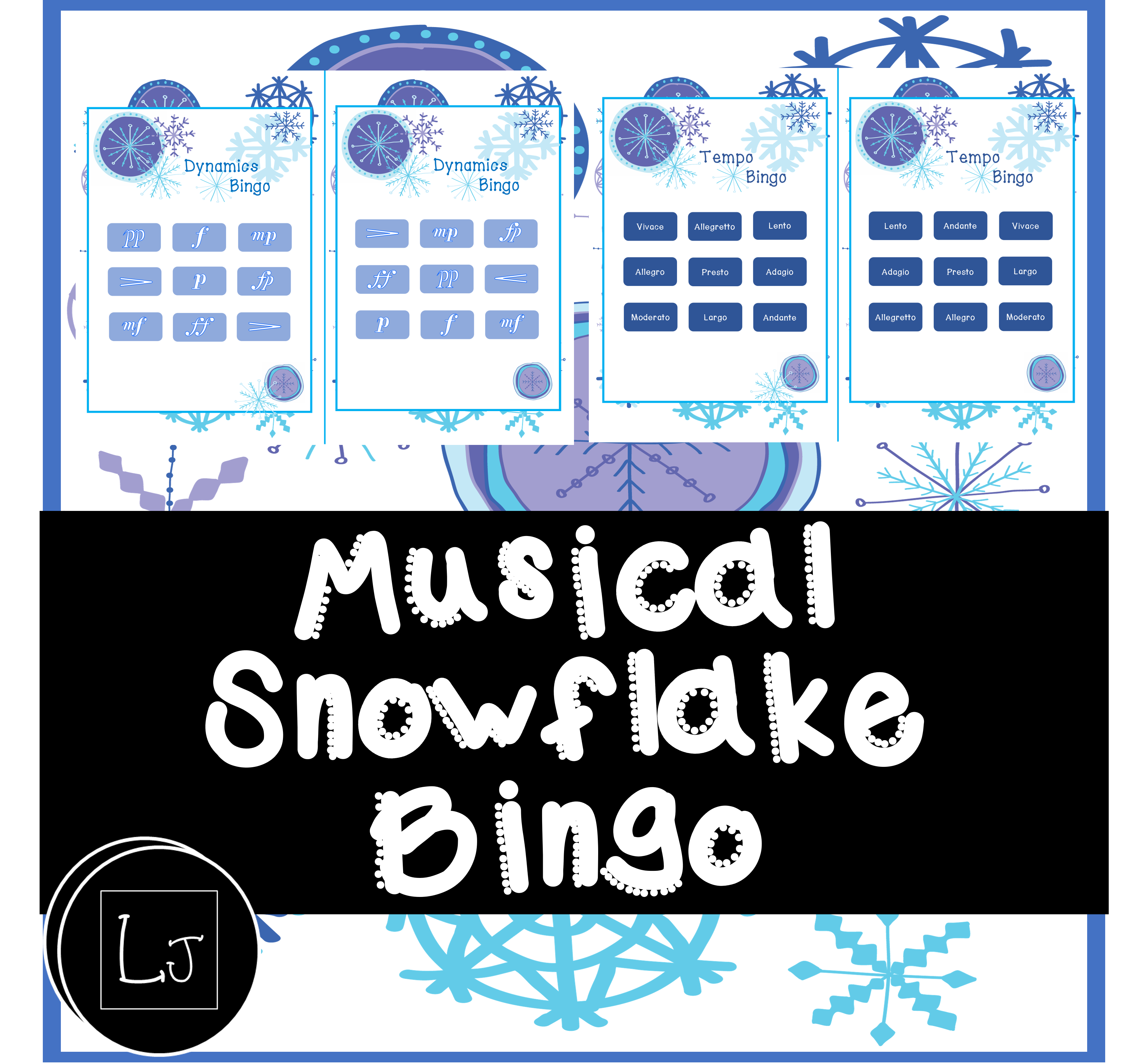 Italian music terms bingo snowflake