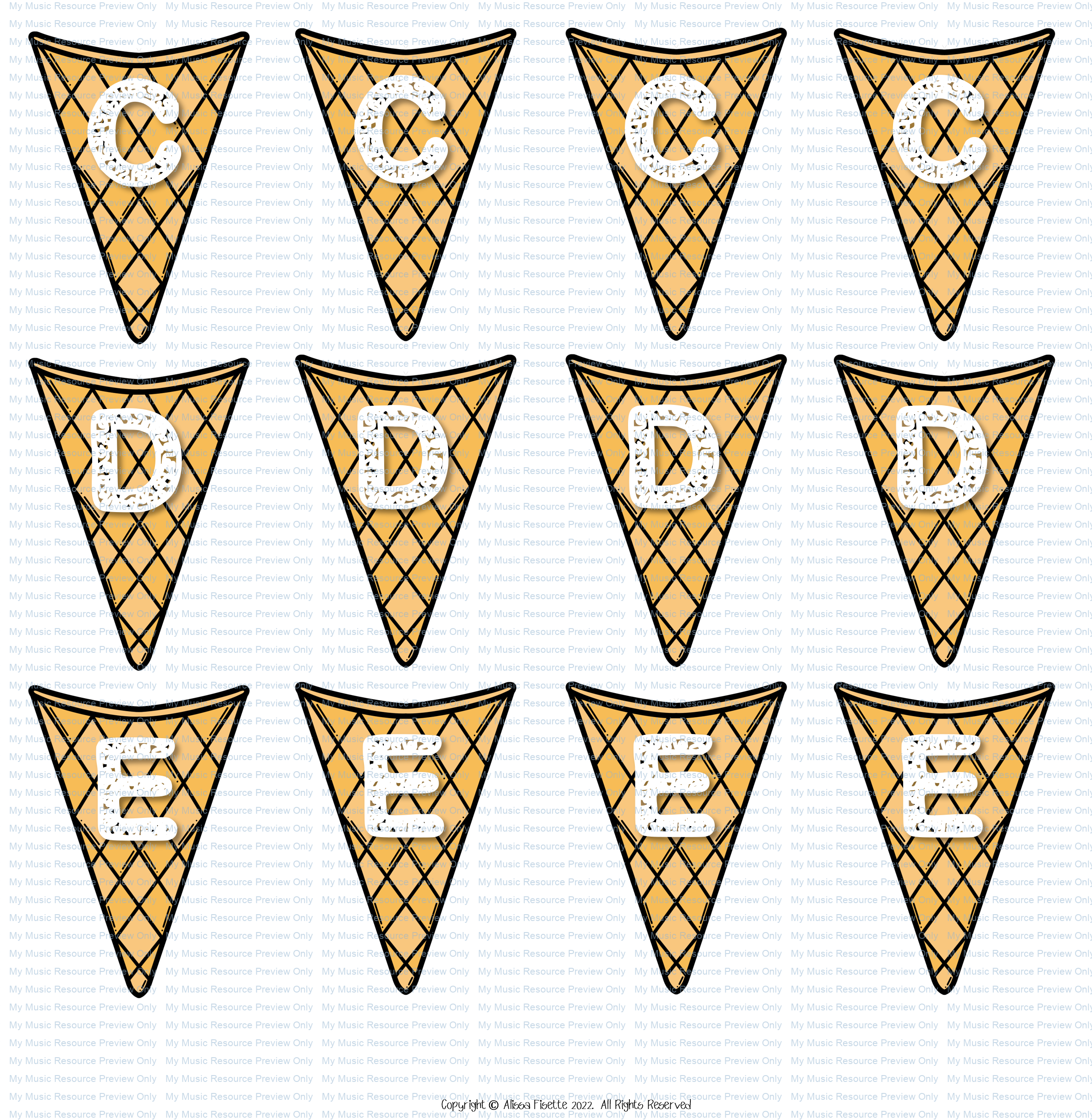 Ice Cream Note Match cones CDE