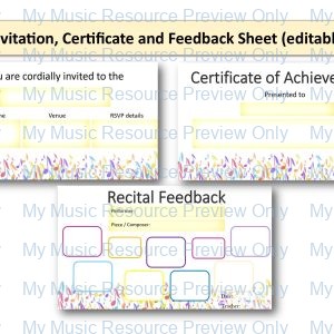 Music Note Themed Recital Pack (editable)