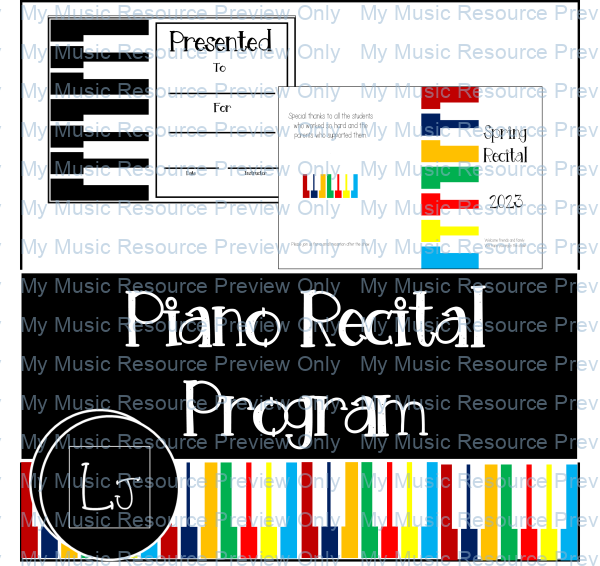 Piano Recital Program and Certificates