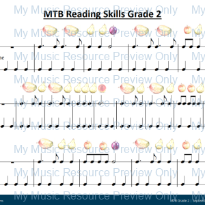 MTB Reading Skills: Fruit Rhythm Sheets (Grades 1 to 4)