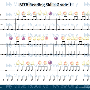 MTB Reading Skills: Fruit Rhythm Sheets (Grades 1 to 4)