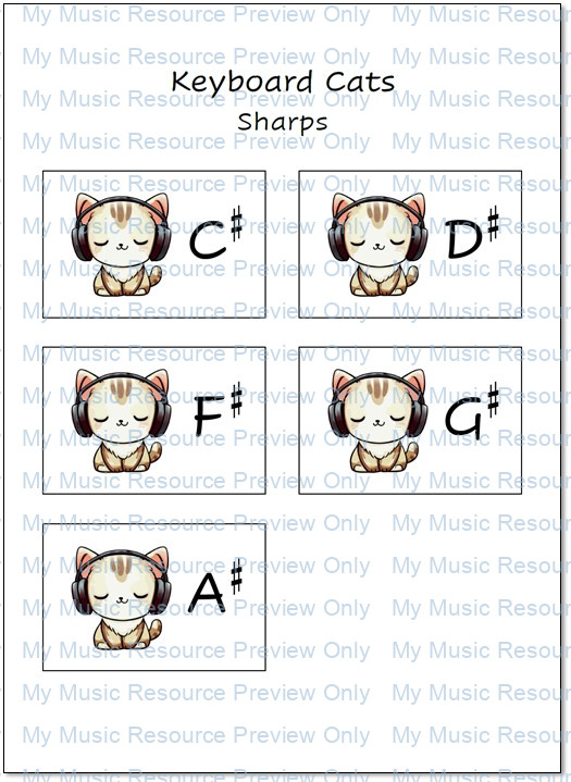 Keyboard Cats Sharps and Flats My Music Resource