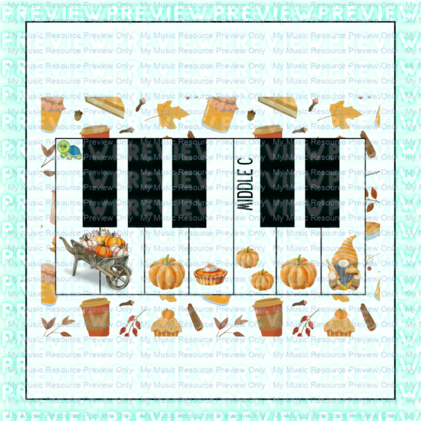 Pumpkin piano keyboard geography board