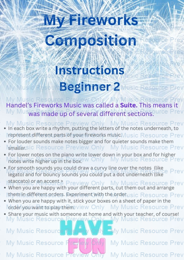 Handel's firework music instructions beginner 2