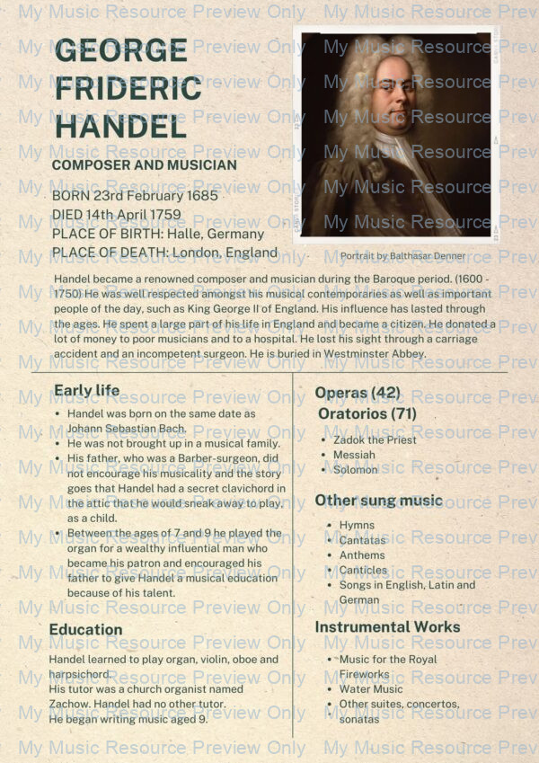 Handel's firework music composer sheet
