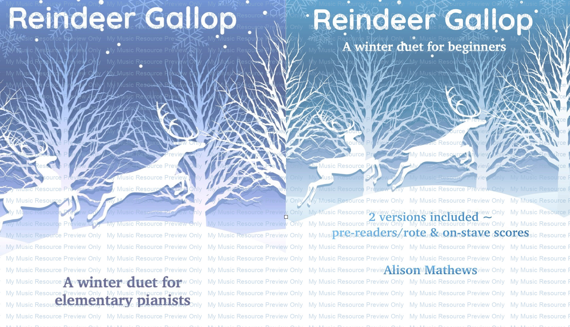 Reindeer Gallop piano duets