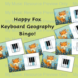 Happy Fox Piano Keyboard Geography Bingo for Beginner Pianists