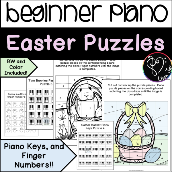 Beginner Piano Easter Puzzles | Piano Keys and Finger Numbers